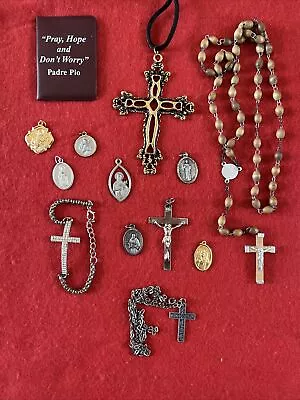 Lot Of 13 Vintage Rosary Crucifix Religion Catholic Metals • $10