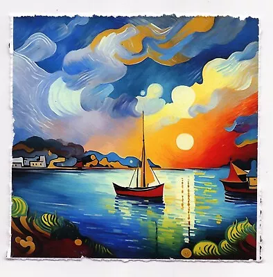 £198.70 • Buy ETERNAL SUNSETS Surrealism Abstract Minimal Boat Pop Art Print Mr Clever Art