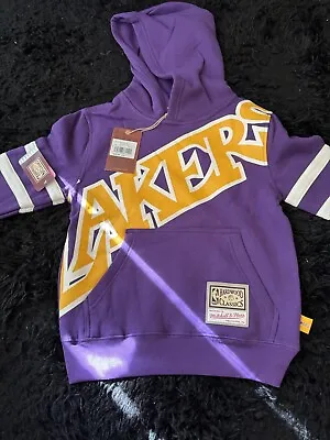 Mitchell & Ness Los Angeles Lakers BIG FACE Purple Fleece Hoodie Youth • $50