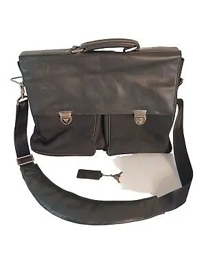 Rare!!! Mario Hernandez Black Leather Briefcase Locking Satchel Carry On  • $79