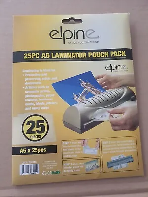 Elpine A5 LAMINATING POUCHES SET 25PC MICRON SAFE DIGITAL IMAGE LAMINATION POUCH • £5