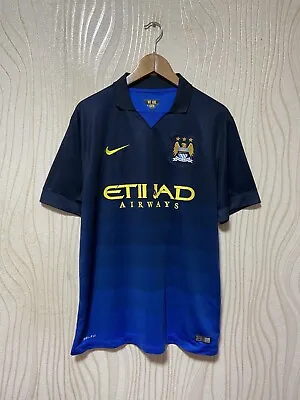 MANCHESTER CITY 2014 2015 AWAY SHIRT JERSEY NIKE 611051-476 Sz L #16 KUN AGUERO • $129.99