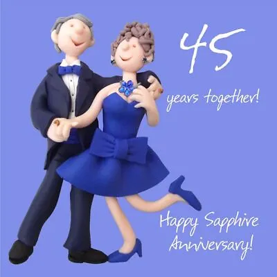 £3.29 • Buy Wedding Anniversary Card - 45th Forty Five 45 Years Sapphire One Lump Or Two 