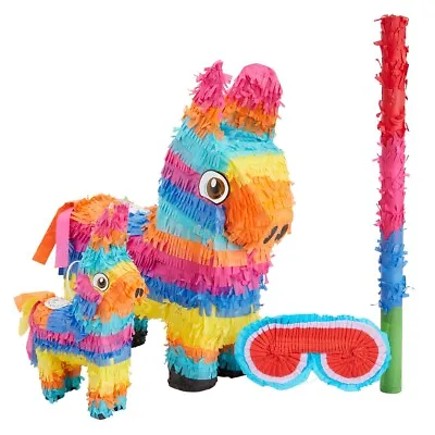 4x Small & Mini Donkey Pinata With Stick & Blindfold For Mexican Fiesta Party • $25.49