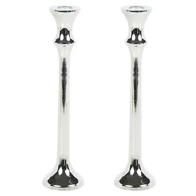 £17.99 • Buy 1/2x Silver Metal Candle Sticks Holder Decor 16/20cm Dinner Wedding Ornament Set