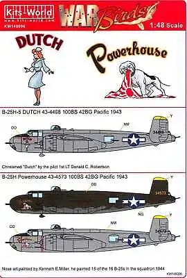 Kits World Decals 1/48 B-25H MITCHELL Bomber Dutch & Powerhouse • $12.99