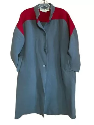 RARE Vintage Philippe Venet Paris Wool Button Down Coat Red Gray Small Medium • $292.99