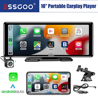 Portable 10  Car Stereo Wireless Carplay Android Auto Player Multimedia + Camera • $94.95