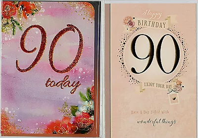 Various Age 90  Female Birthday Cards ( 90th )  * MULTI-BUY DISCOUNT AVAILABLE * • £1.60