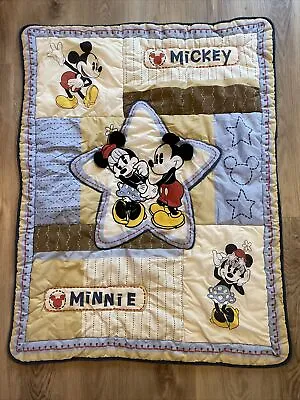Vintage Disney Baby Mickey Mouse Minnie  Blanket Crib Quilt Cover Floppy Ears • $34.20