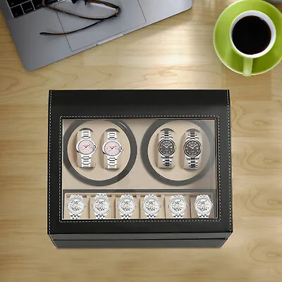 4+6 Luxury Automatic Rotation Watch Winder Leather Storage Case Display Box Gift • $64