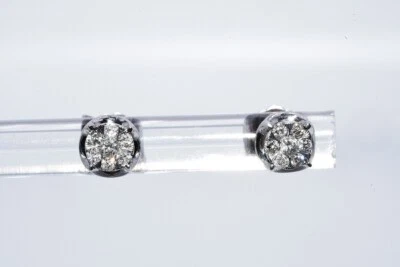 £14 • Buy .11ct Natural Round Cut White Diamond Cluster Stud Earrings 10k White Gold