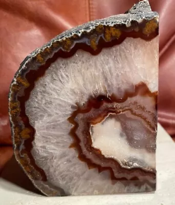 Vintage Polished Non-Died Agate Geode Quartz Crystal Bookend 3.2 Lbs. / 4 3/4  • $49