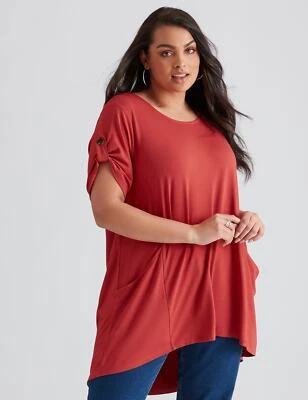 $18.37 • Buy Beme Short Sleeve Pocket Knitwear Tunic Top Womens Plus Size S Clothing