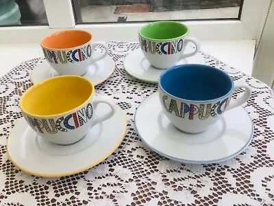 Rayware Set Of 4 Coloured Cappuccino Cups And Saucers • £20