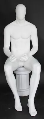 4 Ft 7 In Male Egg Head Sitting Mannequin Abstract Torso  Matte White SFM50E-WT • $349.95