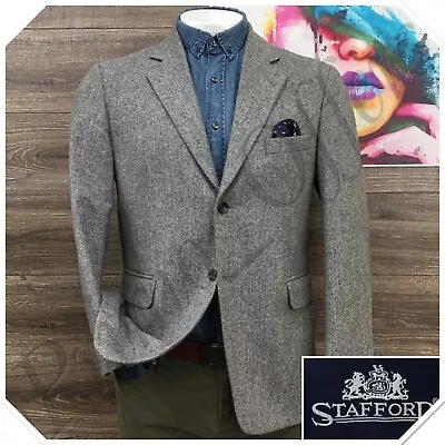 Vintage Stafford Mens Tweed Blazer Sport Coat Casual Jacket Size 40S Wool Suit • $89.95