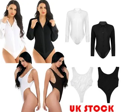 UK Women One Piece Solid Color Swimwear Leotard High Cut Thong Bathing Underwear • £8.09