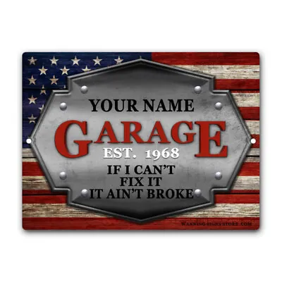 If I Cant Fix It Aint Broke Personalized American Flag Garage Metal Sign/Sticker • £11.57