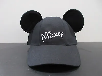 Disney Hat Cap Snap Back Black White Logo Mickey Mouse Ears Magic Kingdom Mens • $18.88