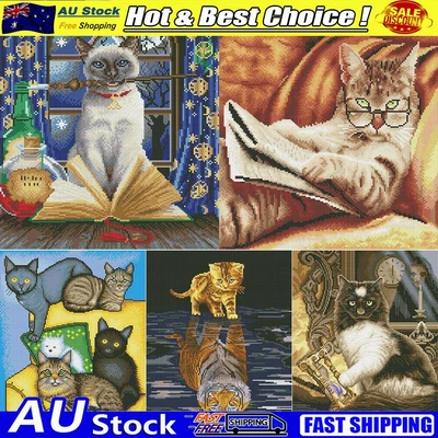 $17.39 • Buy 5D DIY Full Square Drill Diamond Painting Kit Lovely Cats Wall Art Craft Gift