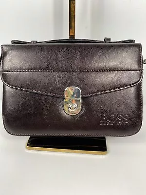 Vintage Hugo Boss Chocolate Brown Leather Crossbody Bag W/Wrist Strap • $84.95