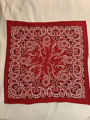 VTG Antique SOFT RED CRAFTED WITH PRIDE IN AMERICA Cotton Biker BANDANA Rare WOW • $26.99