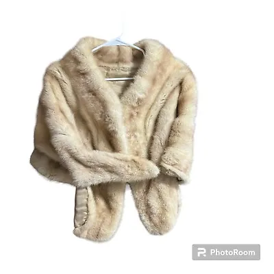 Vintage Mink Fur Shawl Stole Wrap Chic Old Money Luxurious Elegant Accessory • $100