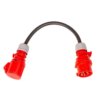 16Amp 5Pin Plug To 16Amp 4Pin Socket 0.5M -2M HeavyDuty 3Phase 415V Adaptor • £38