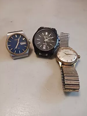 Lot Of 3 MEN'S WATCHES 2 SEIKO ELGIN SPORTSMAN PERPETUAL CALENDAR DATE WINDOW  • $9.99