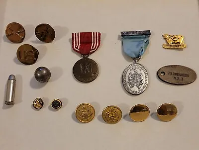 Vintage Estate Junk Drawer Lot Military Items And More • $19.95
