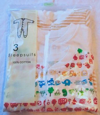 £14.99 • Buy Baby Boys Girls Sleepsuits Babygrows Bodysuit Cotton Playsuits 3,6,9,12,18,24mth