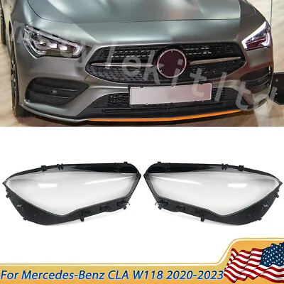 Pair Headlight Lens Cover LH+RH For Mercedes-Benz CLA-Class W118 2020-2023 • $224.99