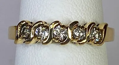 £393.48 • Buy Vintage Elegant 14K Yellow Gold 1/3 Carat Natural Diamond 5 Stone Ring Size 6.75