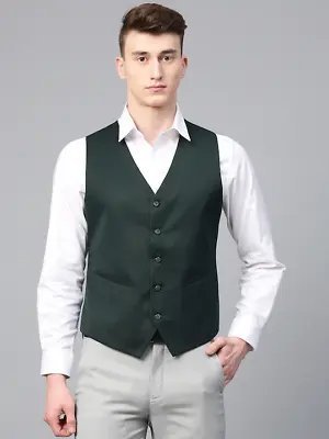 Mens Suit Vests Green Waistcoat Vest Man Jacket V Neck Slim Fit Wedding Casual • $75.80