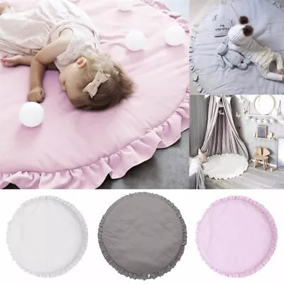 UK Baby Kids Floor Rug Round Game Gym Activity Play Mat Crawling Blanket Cotton • £15.88