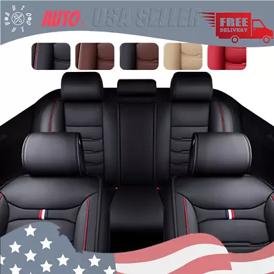 Leatherette Front Car Seat Covers Full Set Cushion Protector Universal 4 Season • $70.99