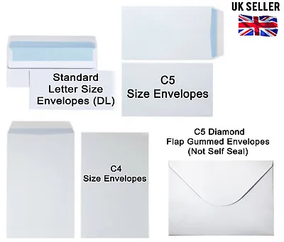 £3.49 • Buy DL C5 C4 NO WINDOW SELF SEAL ENVELOPES WHITE A4 A5 SIZE Mixed MAIL POST STRONG 