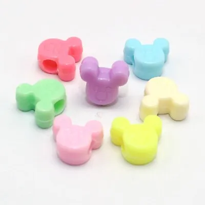 100 Mixed Pastel Color Acrylic Mouse Face Pony Beads For Kids Kandi Craft • $3.40