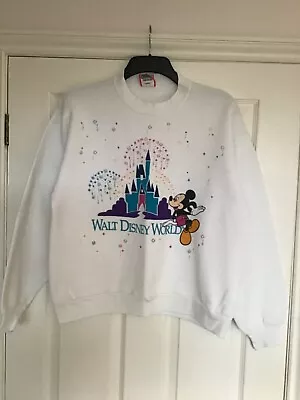 Vintage Walt Disney World Magic Kingdom Sweatshirt White Size Large • £25