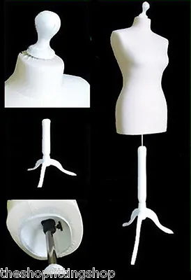 Female WHITE Dressmaking MANNEQUIN TAILORS Dummy Dressmaker Design Fashion Bust • £42.99