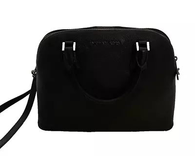 Michael Kors Domed Black Leather Satchel Crossbody Bag • $43