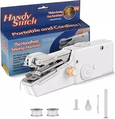 Mini Handheld Cordless Sewing Machine Hand Held Thread Stitch Clothes Portable • £7.99