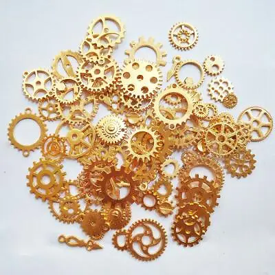 Clock Gears Cogs Parts Gold Metal Steampunk Supplies Assorted Lot 10pcs • $4.88