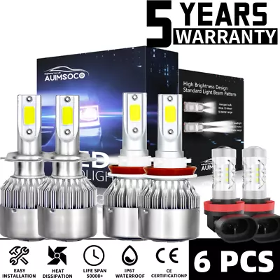 6PCS H7 H11 H11 Combo LED Headlight Kit High Low Beam & Fog Bulbs White 24000LM • $39.99