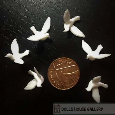 6 Small Doves Dolls House Miniature Animals Birds Dove • £1.79