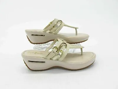 Cole Haan Women Shoe Air Melissa Size 9.5B Beige Thong Wedge Sandal Pre Owned Jq • $35.15