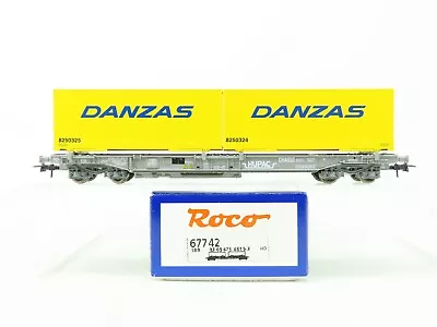 HO Scale Roco 67742 SBB CFF Swiss HUPAC Well Flat Car #615-3 W/Danzas Containers • $34.95