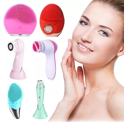 Electric Silicone Smart Facial Cleaning Scrub Brush Massager Sonic Vibration • £14.99