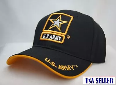 U.S.ARMY STAR Cap 3D EMBROIDERY NWT BLACK/GOLD TRIM COLOR • $12.95